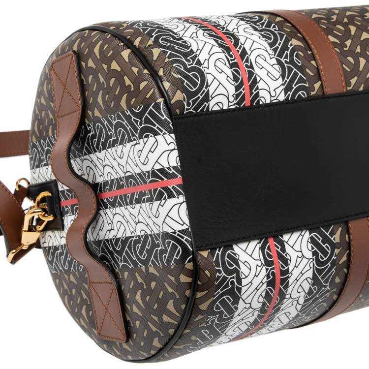 Pre Owned Burberry Bridle Brown Coated Canvas Medium Kennedy Duffle Bag