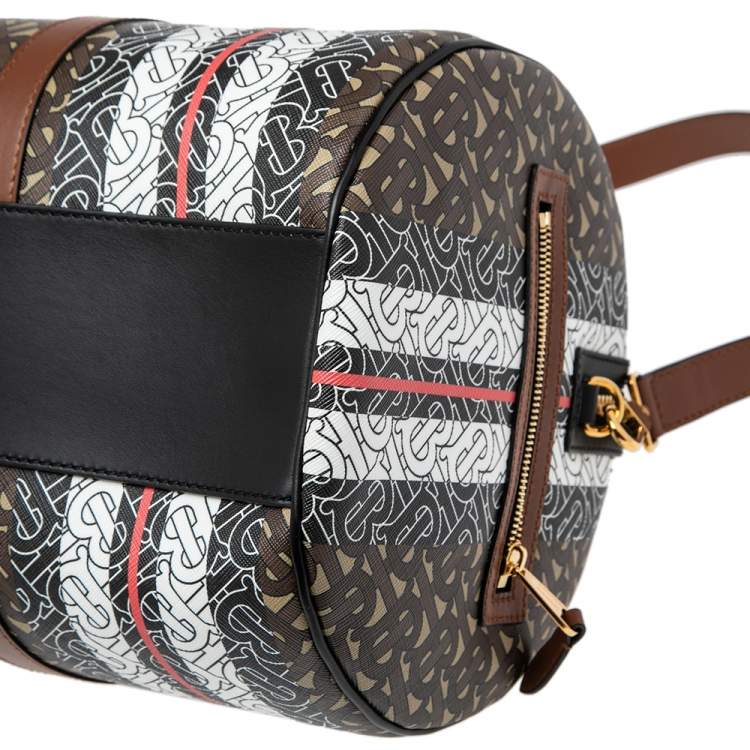 Pre Owned Burberry Bridle Brown Coated Canvas Medium Kennedy Duffle Bag