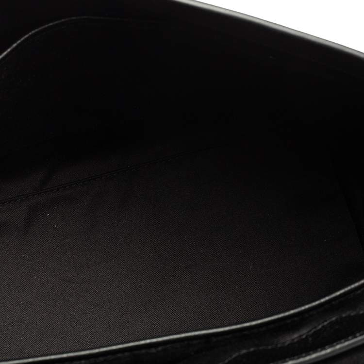 Pre Owned Burberry Black/Blue Check PVC and Leather Large Burleigh Messenger Bag