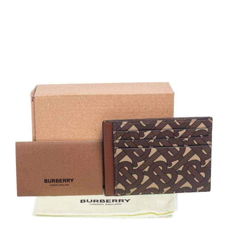 Pre Owned Burberry Brown/Beige Bridle Canvas Chase Card Case
