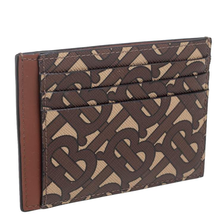 Pre Owned Burberry Brown/Beige Bridle Canvas Chase Card Case