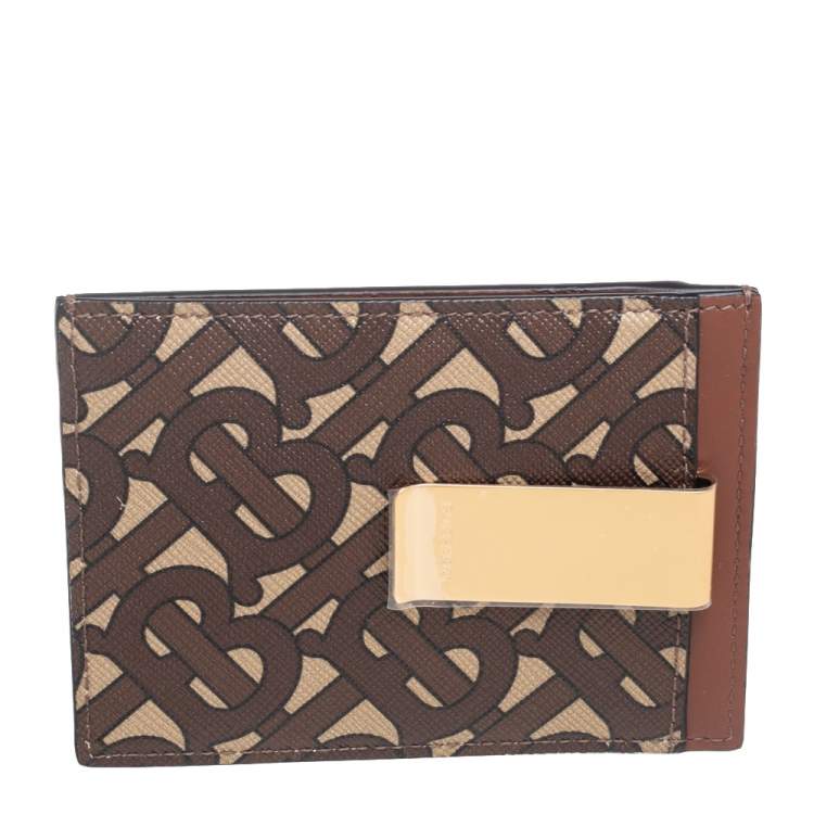 Pre Owned Burberry Brown/Beige Bridle Canvas Chase Card Case