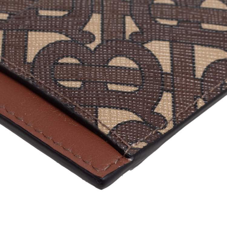 Pre Owned Burberry Brown/Beige Bridle Canvas Chase Card Case
