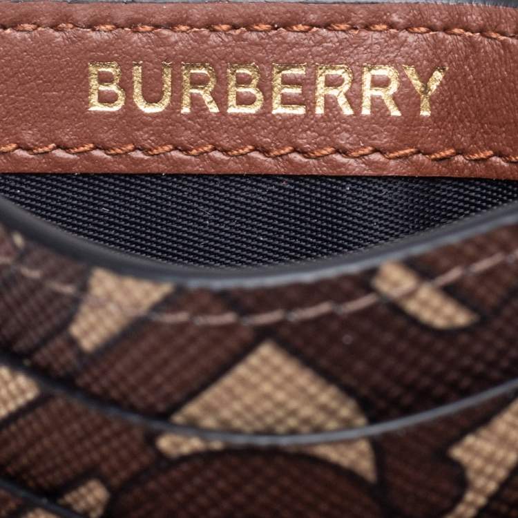 Pre Owned Burberry Brown/Beige Bridle Canvas Chase Card Case