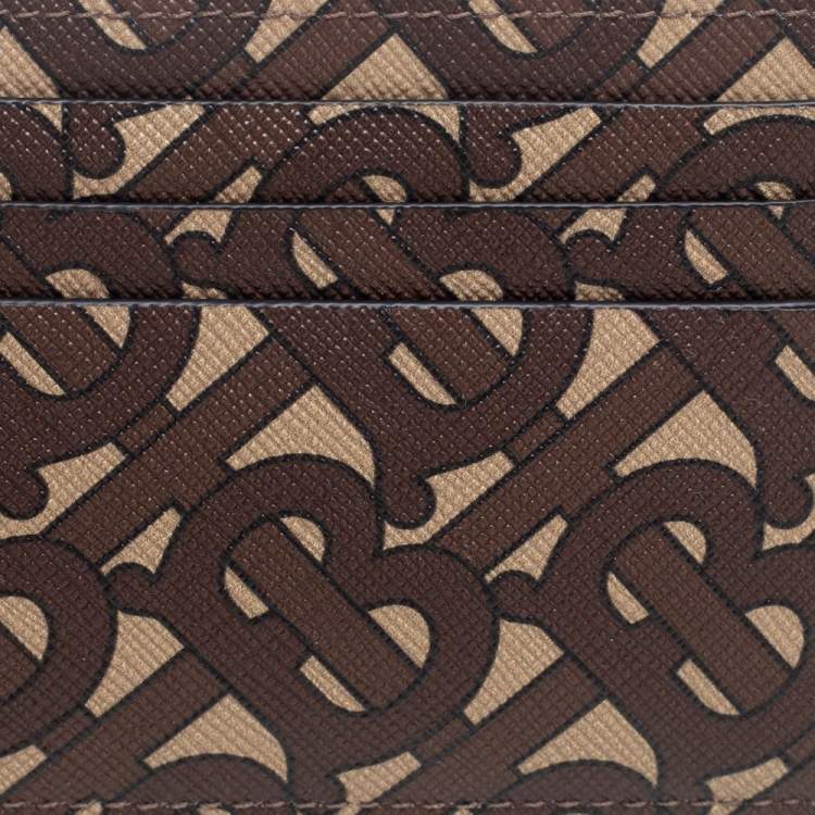 Pre Owned Burberry Brown/Beige Bridle Canvas Chase Card Case