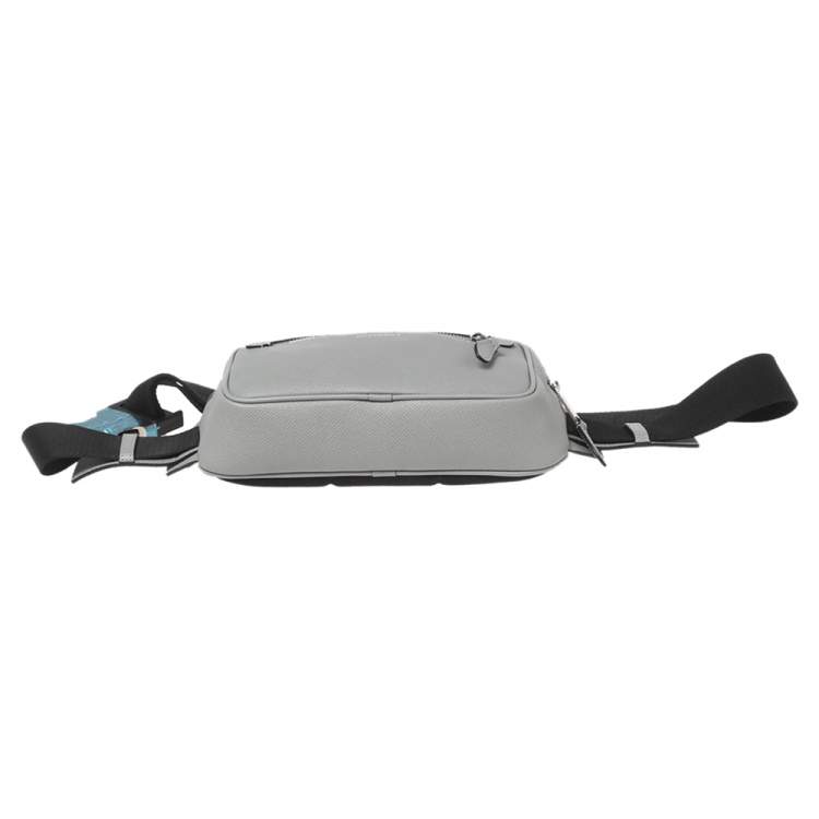 Pre Owned Burberry Grey Leather and Nylon West Belt Bag