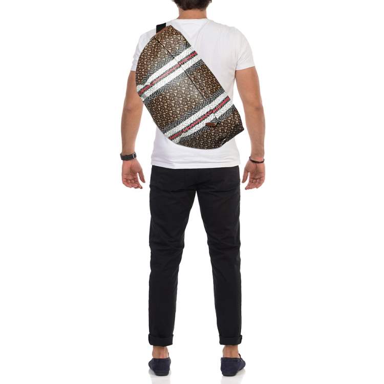 Burberry Monogram Stripe Backpack in Brown for Men