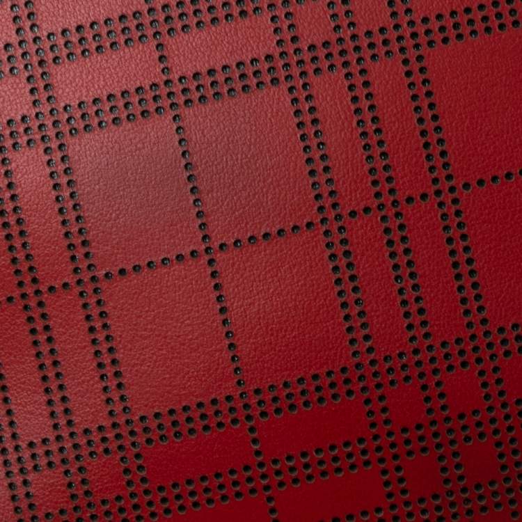Pre Owned Burberry Red Perforated Leather Bill Bifold Wallet