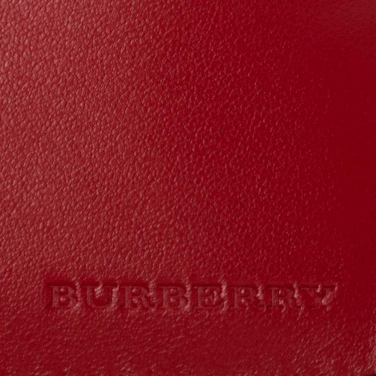 Pre Owned Burberry Red Perforated Leather Bill Bifold Wallet