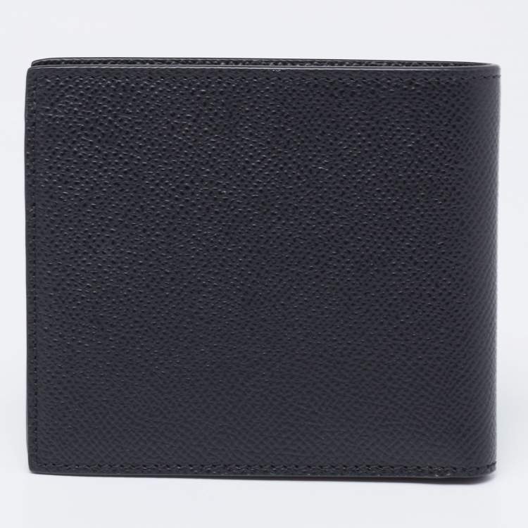 Pre Owned Burberry Black Icon Stripe Leather Bifold Wallet
