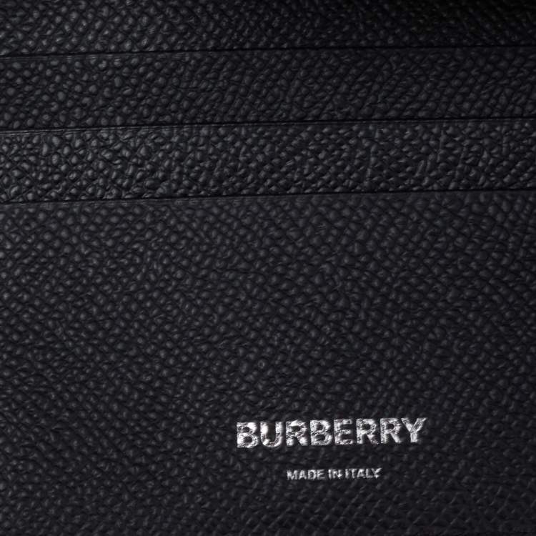 Pre Owned Burberry Black Icon Stripe Leather Bifold Wallet