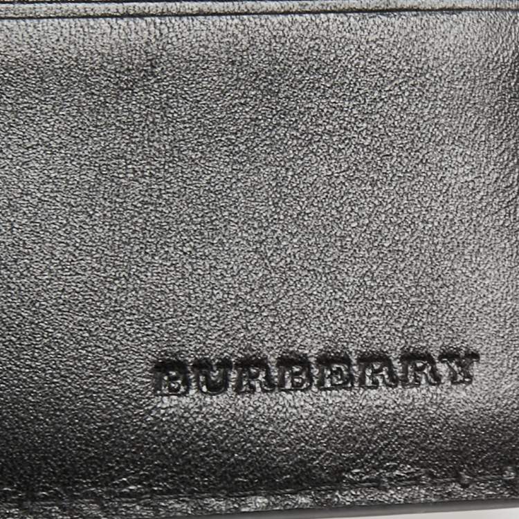 Pre Owned Burberry Navy Blue/Black London Check Leather Bifold Wallet