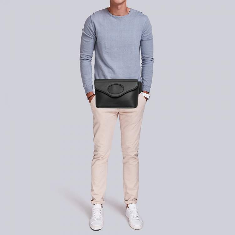 Pre Owned Burberry Black Leather Pocket  Belt Bag