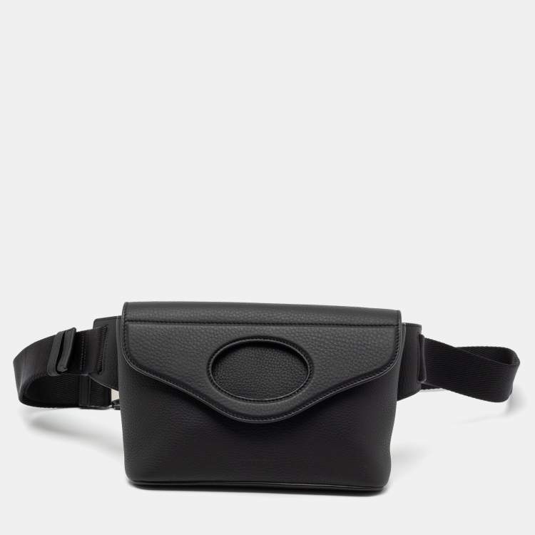 Pre Owned Burberry Black Leather Pocket  Belt Bag