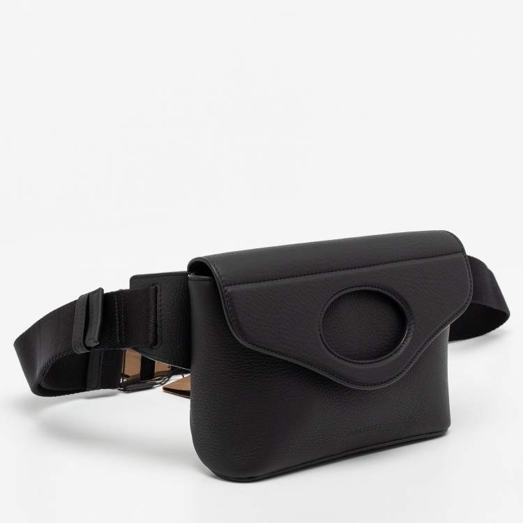 Pre Owned Burberry Black Leather Pocket  Belt Bag