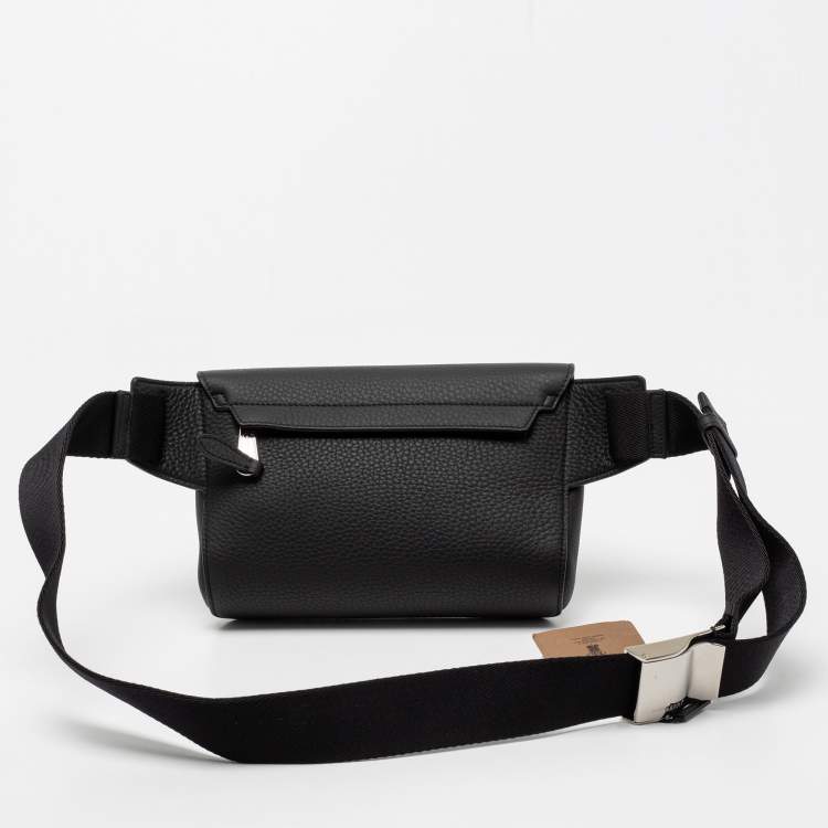 Pre Owned Burberry Black Leather Pocket  Belt Bag