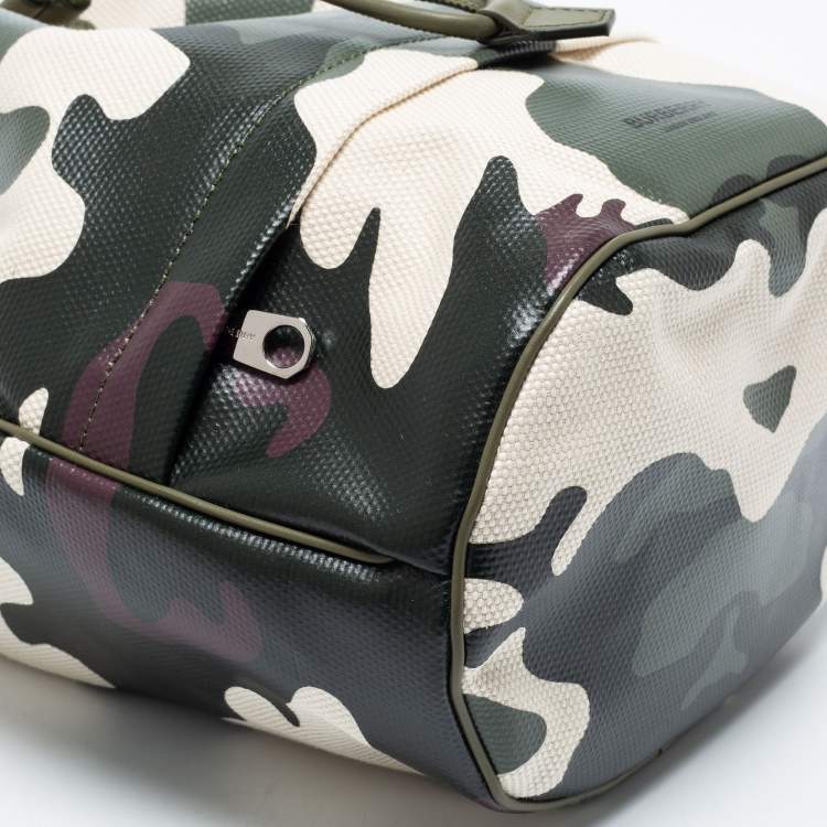 Pre Owned Burberry Green Camouflage Coated and Canvas Phoebe Drawstring Pouch