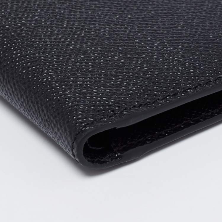 Pre Owned Burberry Black Grained Leather Bifold Wallet