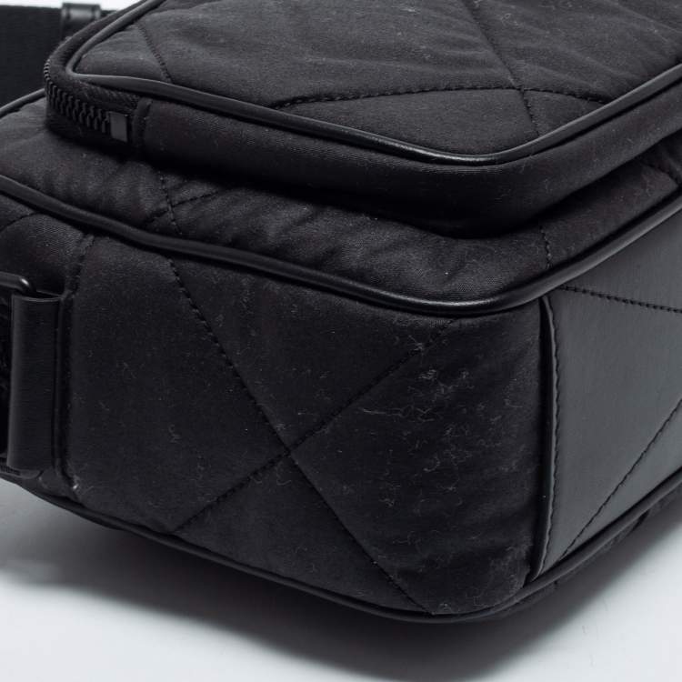 Pre Owned Burberry Black Quilted Canvas and Leather Paddy Crossbody Bag