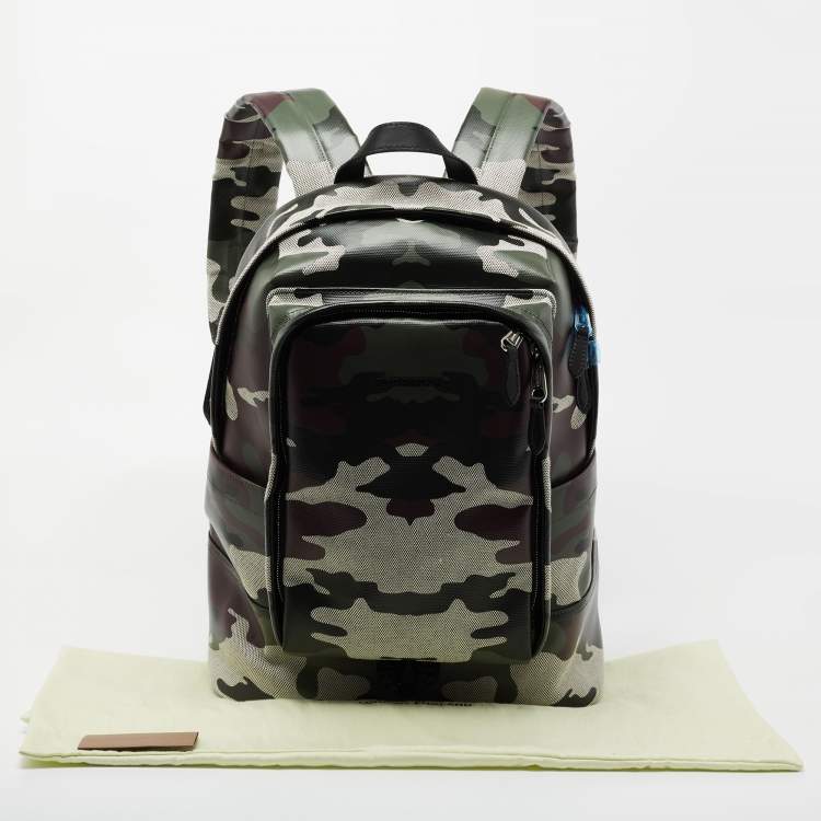 Pre Owned Burberry Green Camouflage Coated and Canvas Large Jack Backpack