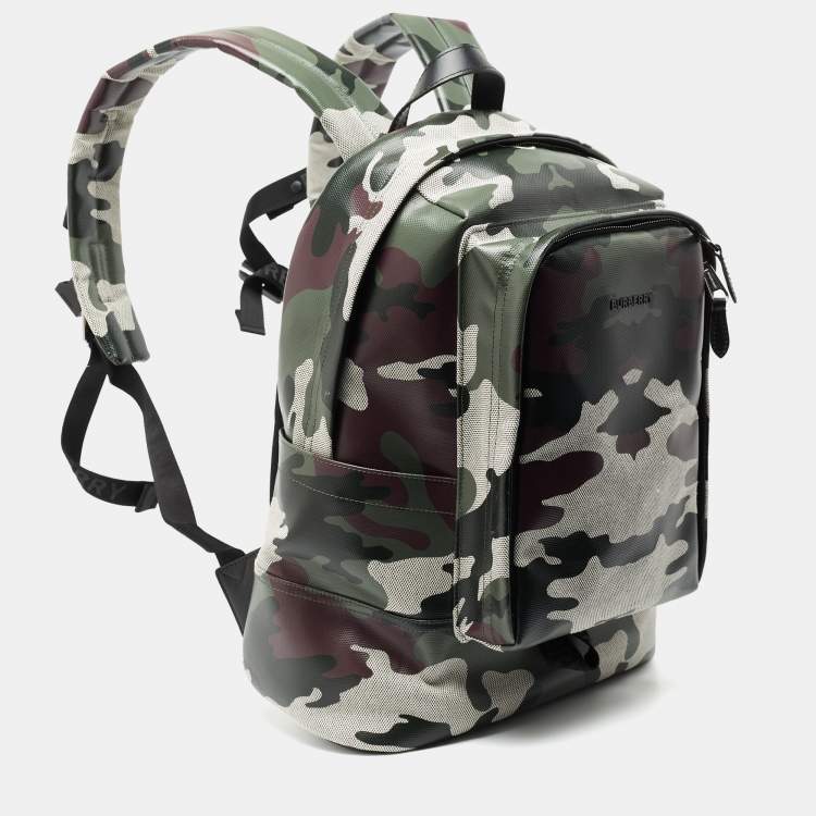 Pre Owned Burberry Green Camouflage Coated and Canvas Large Jack Backpack