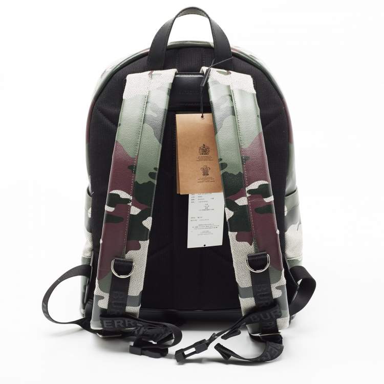 Pre Owned Burberry Green Camouflage Coated and Canvas Large Jack Backpack