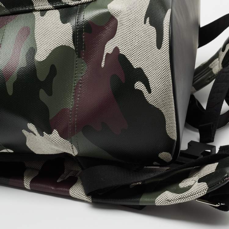 Pre Owned Burberry Green Camouflage Coated and Canvas Large Jack Backpack