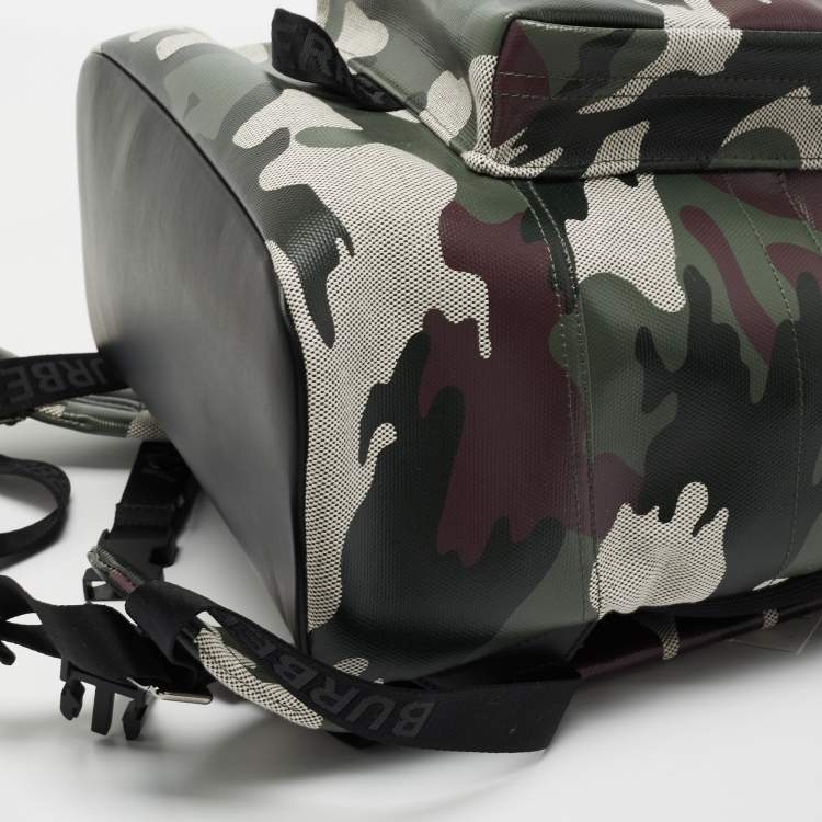 Pre Owned Burberry Green Camouflage Coated and Canvas Large Jack Backpack