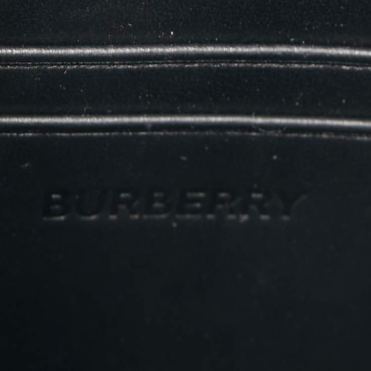 Pre Owned Burberry Black Motif Charcoal Monogram Check Coated Canvas and Leather Theo Crossbody Bag 