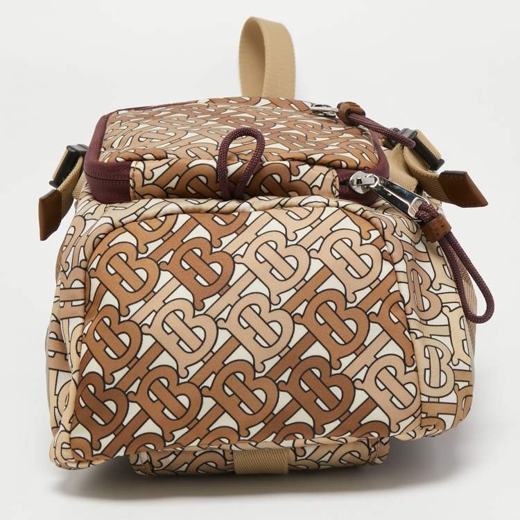 Pre Owned Burberry Beige TB Monogram Nylon Leo Belt Pack Bag
