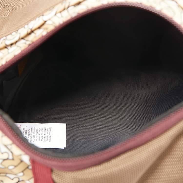 Pre Owned Burberry Beige TB Monogram Nylon Leo Belt Pack Bag