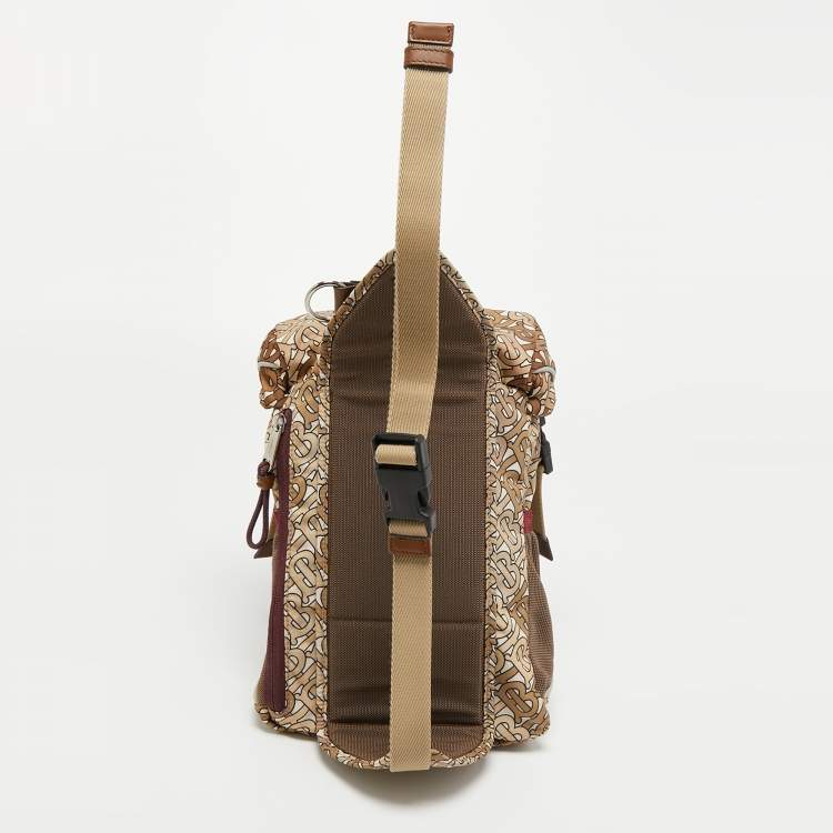 Pre Owned Burberry Beige TB Monogram Nylon Leo Belt Pack Bag