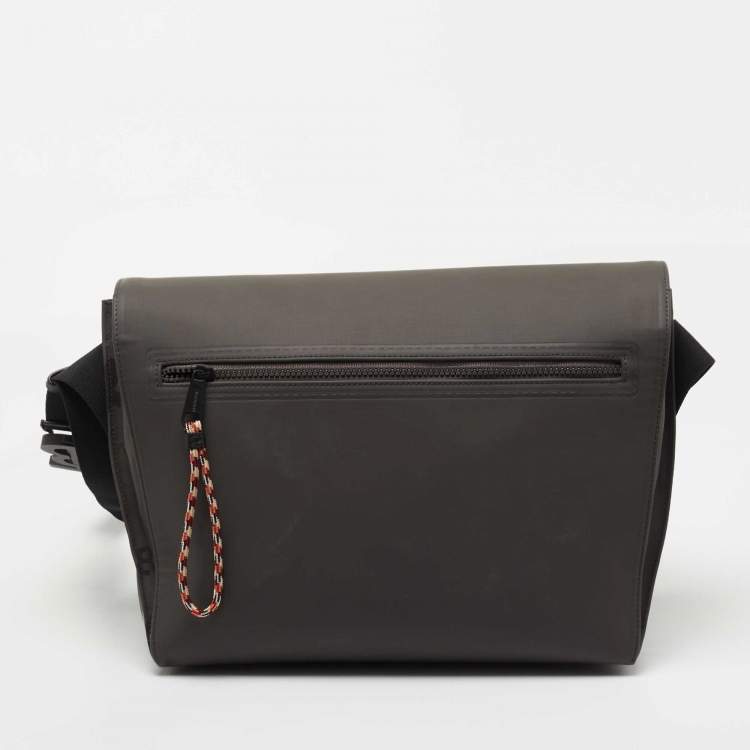Pre Owned Burberry Grey/Black Horseferry Print Coated Canvas Messenger Bag