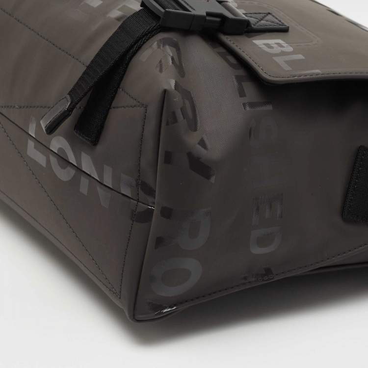 Pre Owned Burberry Grey/Black Horseferry Print Coated Canvas Messenger Bag