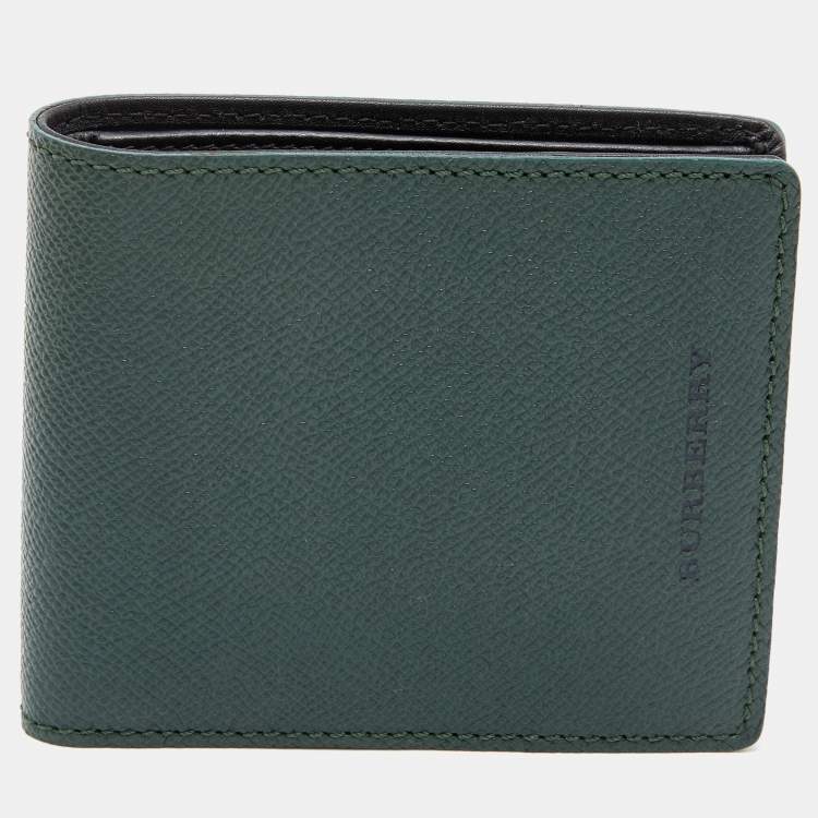 Burberry Dark Green Leather Bifold Wallet Burberry The Luxury Closet