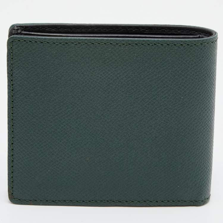 Pre Owned Burberry Dark Green Leather Bifold Wallet