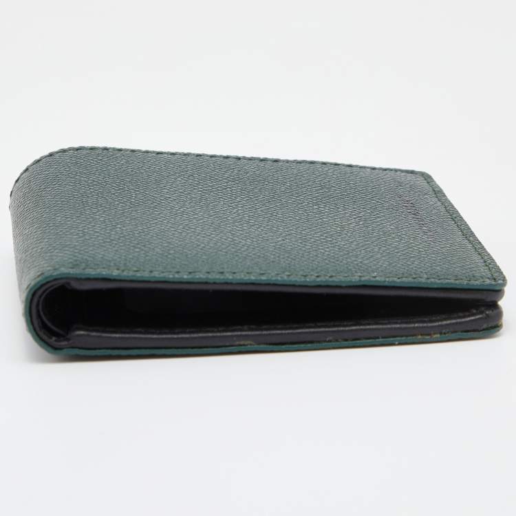 Pre Owned Burberry Dark Green Leather Bifold Wallet
