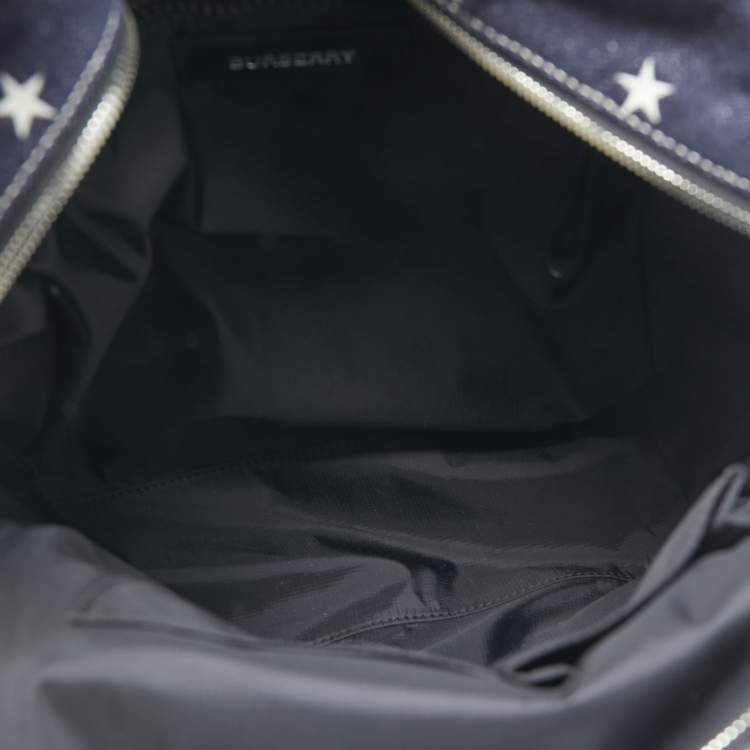 Pre Owned Burberry Blue/Black Marco TB Denim and Leather Backpack