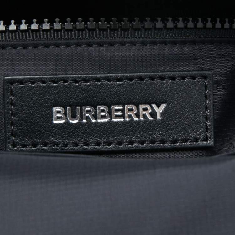 Pre Owned Burberry Blue/Black Marco TB Denim and Leather Backpack