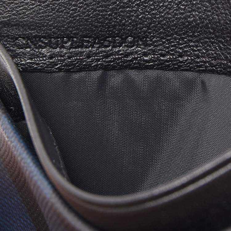 Pre Owned Burberry Navy Blue/Black London Check Canvas And Leather Sandon Card Holder