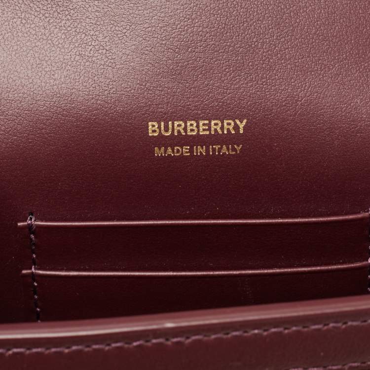 Pre Owned Burberry Burgundy Leather Robin Crossbody Bag