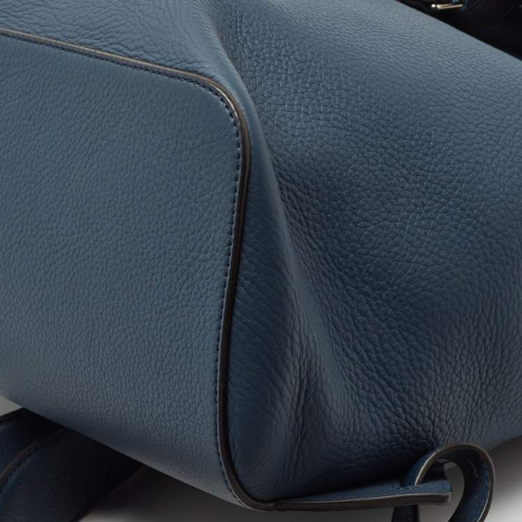Pre Owned Burberry Ash Blue Leather Pocket Backpack