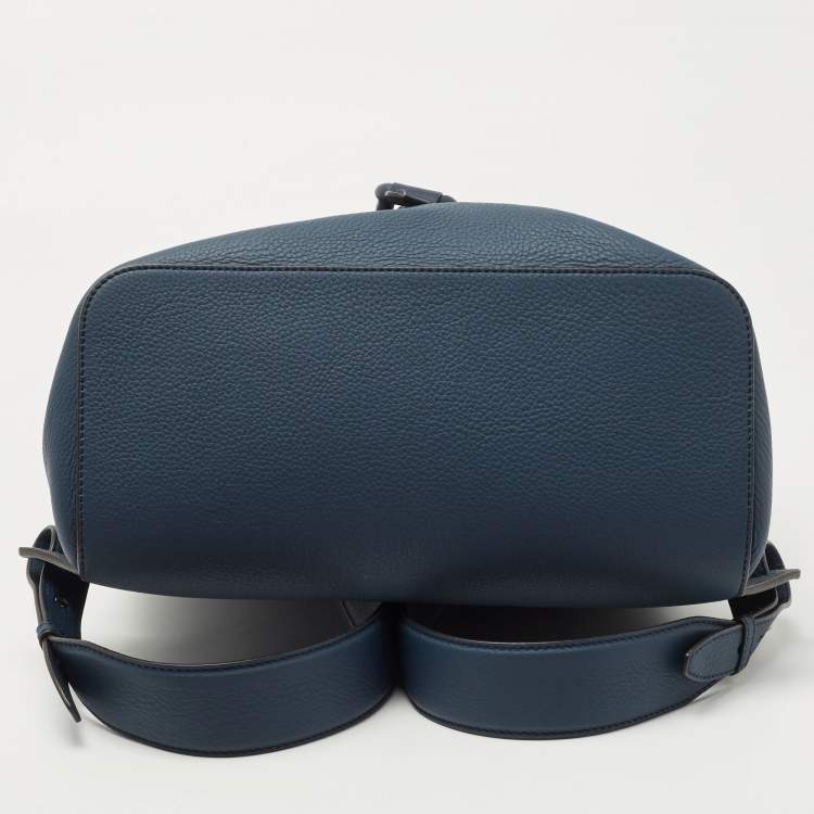 Pre Owned Burberry Ash Blue Leather Pocket Backpack