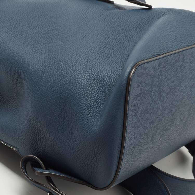 Pre Owned Burberry Ash Blue Leather Pocket Backpack