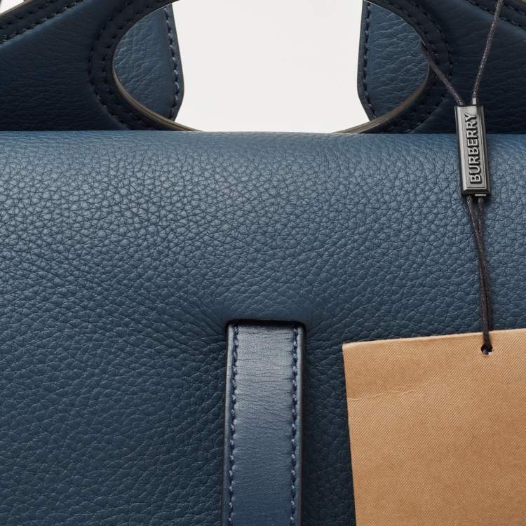 Pre Owned Burberry Ash Blue Leather Pocket Backpack