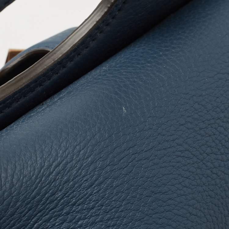 Pre Owned Burberry Ash Blue Leather Pocket Backpack