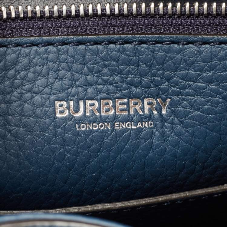 Pre Owned Burberry Ash Blue Leather Pocket Backpack