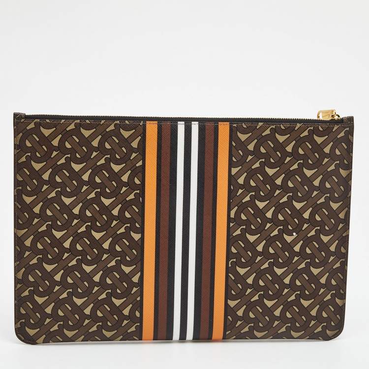 Pre Owned Burberry Multicolor TB-Print Coated Canvas Pouch