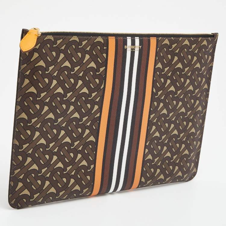 Pre Owned Burberry Multicolor TB-Print Coated Canvas Pouch