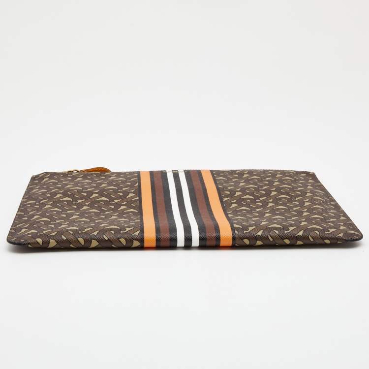 Pre Owned Burberry Multicolor TB-Print Coated Canvas Pouch